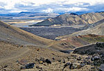 Arrive sur Landmannalaugar, la zone noire au mili