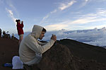 Ben et Laure au sommet du Piton des Neiges au leve